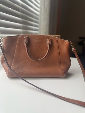 Kate Spade Parker Convertible Crossbody Satchel in Gingerbread Pebbled Leather